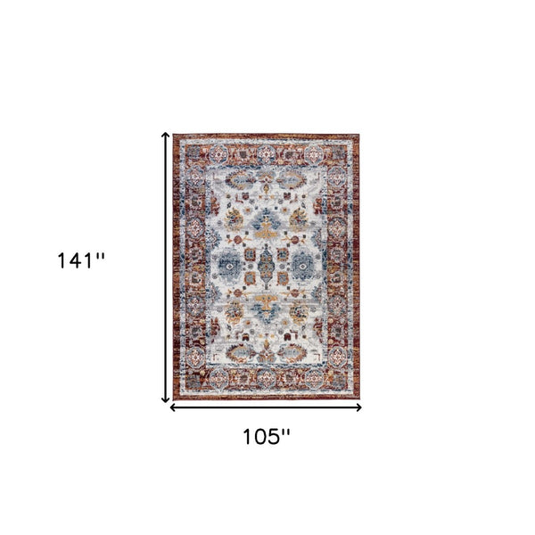 HomeRoots 9' Elegant Floral Area Rug in Ivory, Brown, and Orange - Perfect for High-Traffic Homes! 9' X 12' 531921