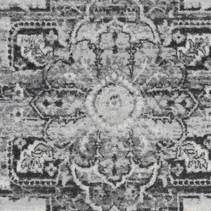 Homeroots 10' Medallion Power Loom Runner Rug In Ivory, Black & Gray – Stain Resistant For Kid-friendly Spaces 10' Runner Polypropylene 531933