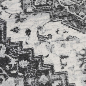 Homeroots 10' Medallion Power Loom Runner Rug In Ivory, Black & Gray – Stain Resistant For Kid-friendly Spaces 10' Runner Polypropylene 531933