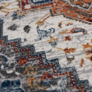 Homeroots 10' Medallion Power Loom Runner Rug In Ivory, Black & Gray – Stain Resistant For Kid-friendly Spaces 2' X 6' Polypropylene 531947