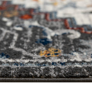 Homeroots 10' Medallion Power Loom Runner Rug In Ivory, Black & Gray – Stain Resistant For Kid-friendly Spaces 8' X 10' Polypropylene 531952