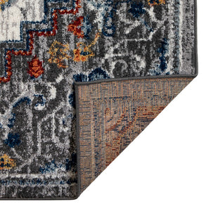 Homeroots 10' Medallion Power Loom Runner Rug In Ivory, Black & Gray – Stain Resistant For Kid-friendly Spaces 8' X 10' Polypropylene 531952