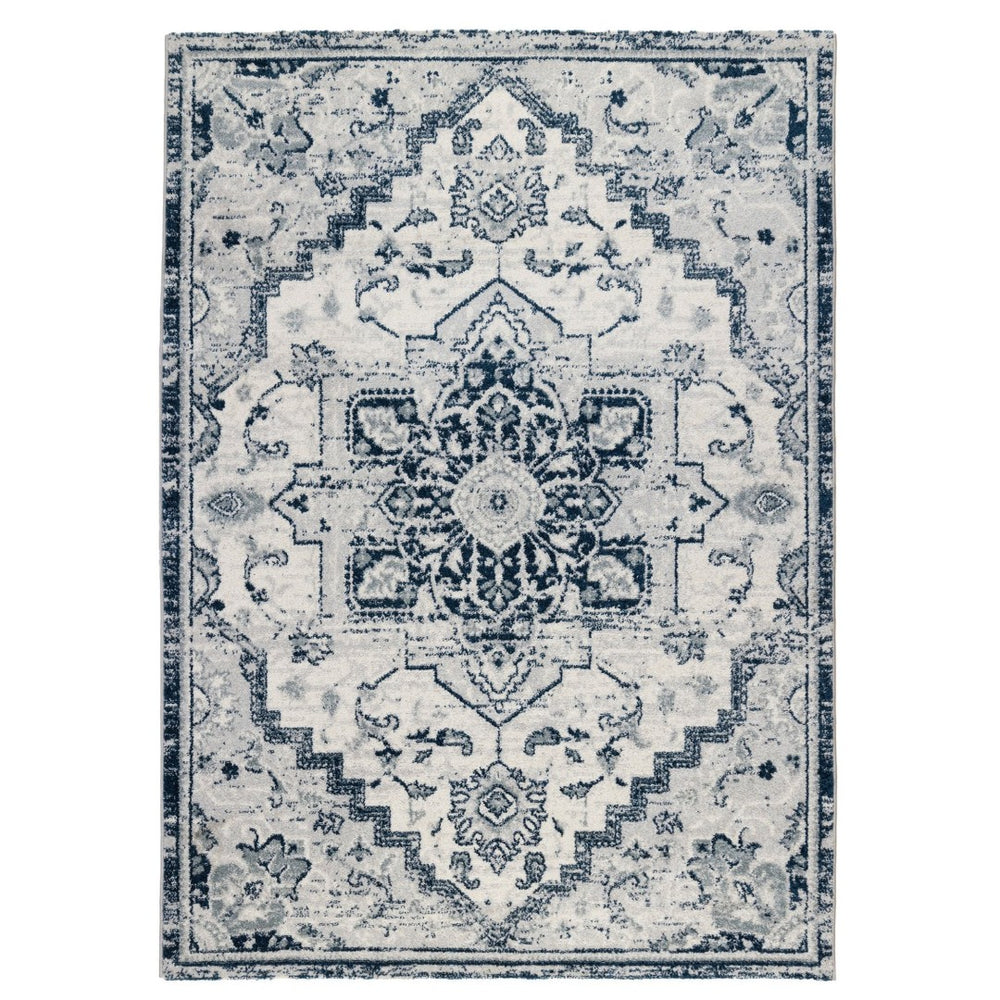 HomeRoots 9' Gray Rust and Orange Medallion Area Rug – Durable, Stain-Resistant Design for Family Spaces 9' X 12' 531961