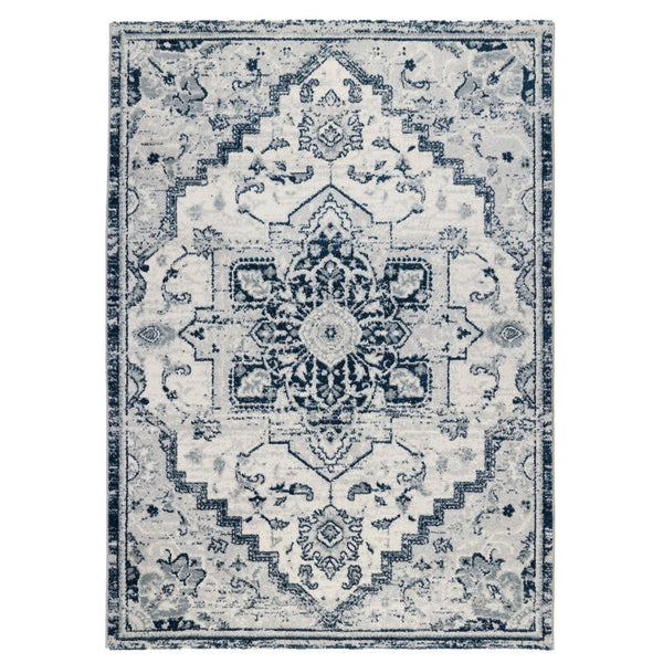 HomeRoots 9' Gray Rust and Orange Medallion Area Rug – Durable, Stain-Resistant Design for Family Spaces 9' X 12' 531961