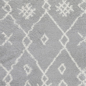 Homeroots 10' Ivory And Light Gray Geometric Shag Rug - Stylish, Durable, Stain-resistant Accent For Any Space 10' Runner Polypropylene 531965