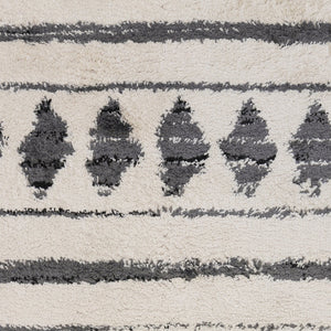 Homeroots 10' Black And Ivory Geometric Shag Rug - Cozy, Stain-resistant Design Perfect For Homes With Kids & Pets 10' Runner Polypropylene 531968