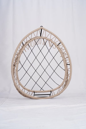 English Elm Outdoor Egg-shaped Hanging Chair with Stand — Beige Gray+White HDPE Cushions, 350lb Sturdy Frame W2500P290032