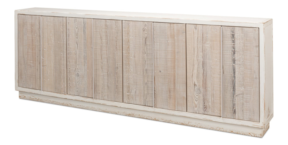 Sarreid Stefano Narrow Sideboard - Antique White Reclaimed Pine Elegance For Stylish Storage Solutions White  53197