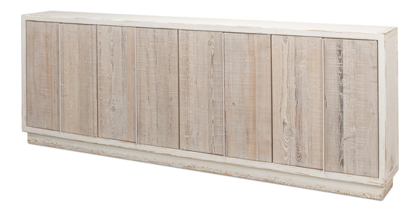 Sarreid Stefano Narrow Sideboard - Antique White Reclaimed Pine Elegance For Stylish Storage Solutions White  53197