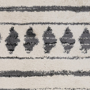 Homeroots 10' Black And Ivory Geometric Shag Rug - Cozy, Stain-resistant Design Perfect For Homes With Kids & Pets 8' X 12' Polypropylene 531970