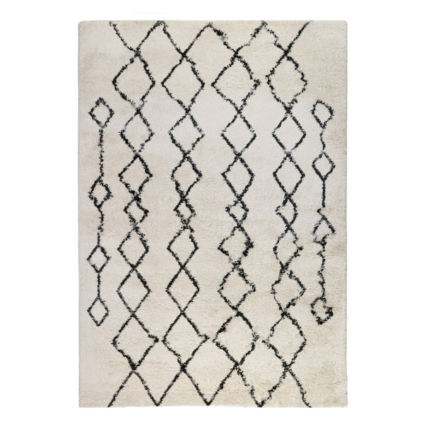 HomeRoots 7' Luxurious Black and Gray Geometric Shag Area Rug for Modern Spaces, Soft, Durable, Easy Care 7' X 9' 531975
