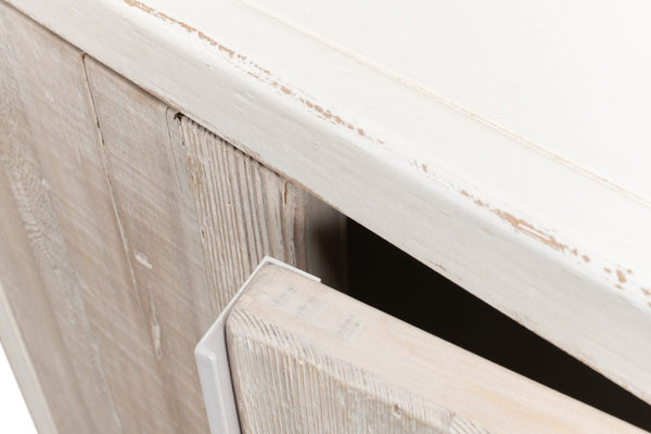 Sarreid Stefano Narrow Sideboard - Antique White Reclaimed Pine Elegance For Stylish Storage Solutions White  53197