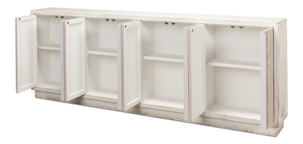 Sarreid Stefano Narrow Sideboard - Antique White Reclaimed Pine Elegance For Stylish Storage Solutions White  53197