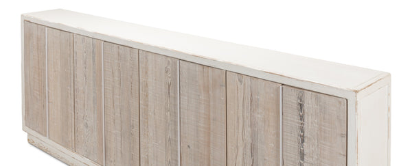 Sarreid Stefano Narrow Sideboard - Antique White Reclaimed Pine Elegance For Stylish Storage Solutions White  53197