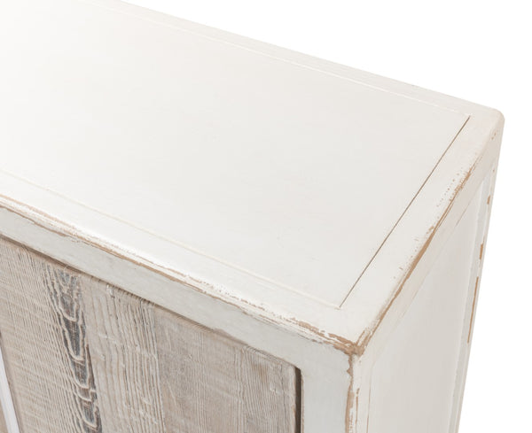 Sarreid Stefano Narrow Sideboard - Antique White Reclaimed Pine Elegance For Stylish Storage Solutions White  53197