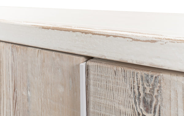 Sarreid Stefano Narrow Sideboard - Antique White Reclaimed Pine Elegance For Stylish Storage Solutions White  53197