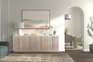 Sarreid Stefano Narrow Sideboard - Antique White Reclaimed Pine Elegance For Stylish Storage Solutions White  53197