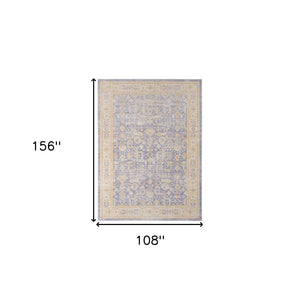 HomeRoots 9' Floral Area Rug in Gray, Yellow, and Lavender – Timeless Elegance for Large Living Spaces 9' X 13' 531980
