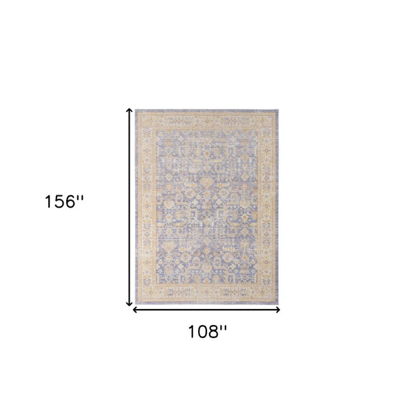 HomeRoots 9' Floral Area Rug in Gray, Yellow, and Lavender – Timeless Elegance for Large Living Spaces 9' X 13' 531980