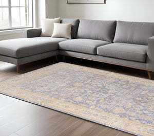 HomeRoots 9' Floral Area Rug in Gray, Yellow, and Lavender – Timeless Elegance for Large Living Spaces 9' X 13' 531980