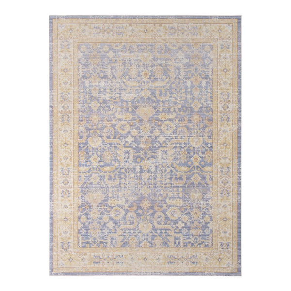 HomeRoots 9' Floral Area Rug in Gray, Yellow, and Lavender – Timeless Elegance for Large Living Spaces 5' X 8' 531983