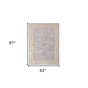 HomeRoots 9' Floral Area Rug in Gray, Yellow, and Lavender – Timeless Elegance for Large Living Spaces 5' X 8' 531983