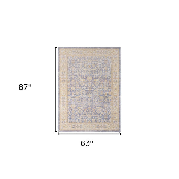 HomeRoots 9' Floral Area Rug in Gray, Yellow, and Lavender – Timeless Elegance for Large Living Spaces 5' X 8' 531983