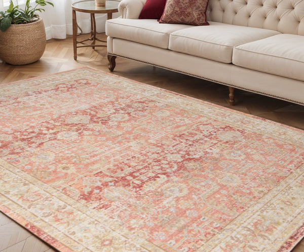 HomeRoots 9' Floral Area Rug in Gray, Yellow, and Lavender – Timeless Elegance for Large Living Spaces 5' X 8' 531988