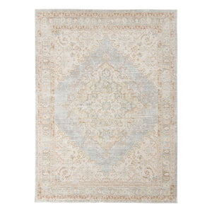 HomeRoots 9' Distressed Area Rug in Tan and Gray Medallion Design - Perfect for Any Living Space Elegance 9' X 13' 531990