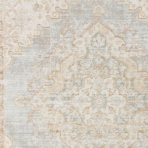 HomeRoots 9' Distressed Area Rug in Tan and Gray Medallion Design - Perfect for Any Living Space Elegance 9' X 13' 531990