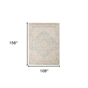 HomeRoots 9' Distressed Area Rug in Tan and Gray Medallion Design - Perfect for Any Living Space Elegance 9' X 13' 531990
