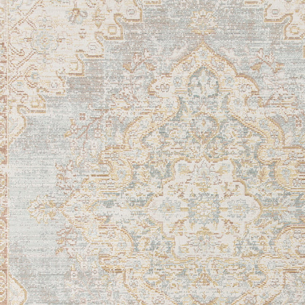 HomeRoots 9' Distressed Area Rug in Tan and Gray Medallion Design - Perfect for Any Living Space Elegance 8' X 10' 531994