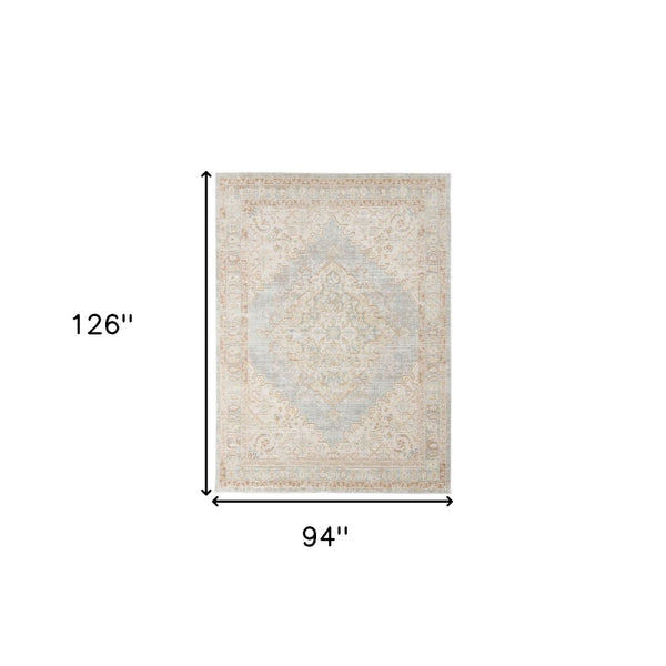 HomeRoots 9' Distressed Area Rug in Tan and Gray Medallion Design - Perfect for Any Living Space Elegance 8' X 10' 531994