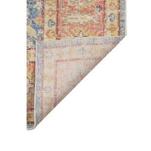 HomeRoots 9' Coral and Blue Oriental Area Rug - Classic Design, Durable, Easy-Care, Perfect for Large Spaces 9' X 13' 531995