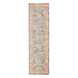 Homeroots 8' Blue Gold And Orange Floral Power Loom Runner Rug  Polyester 531996