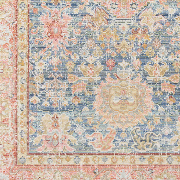 HomeRoots 9' Coral and Blue Oriental Area Rug - Classic Design, Durable, Easy-Care, Perfect for Large Spaces 8' X 10' 531999