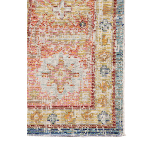 HomeRoots 9' Coral and Blue Oriental Area Rug - Classic Design, Durable, Easy-Care, Perfect for Large Spaces 8' X 10' 531999