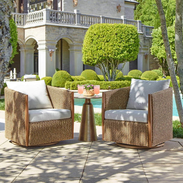 Uttermost Uttermost Cala Outdoor Wicker Swivel Rocker with Teak Accents and Sunbrella Cushions 53199