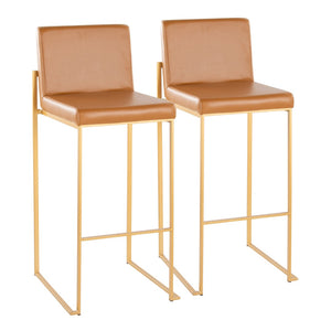 English Elm Contemporary High Back Upholstered Barstool Set with Black Steel Frame for Kitchen B202P222202