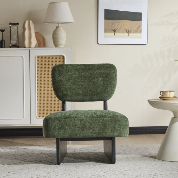 English Elm [set of 2] Beige Polyester Barrel Lounge Chairs with Black Wood Base for Living Room Black+Green N767P373046G
