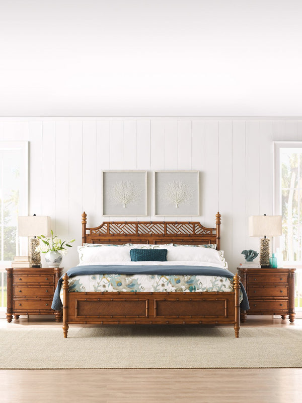 Lexington Tommy Bahama Home West Indies Bed - Embrace Tropical Elegance With Woven Rattan And Carved Bamboo Canopy Design Plantation  531-164c