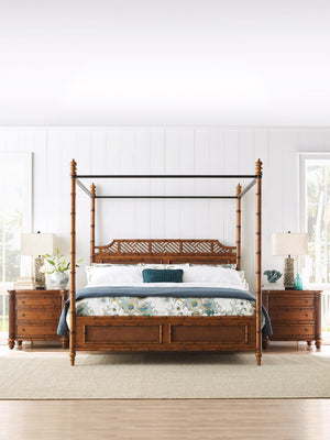 Lexington Tommy Bahama Home West Indies Bed - Embrace Tropical Elegance With Woven Rattan And Carved Bamboo Canopy Design Plantation  531-164c