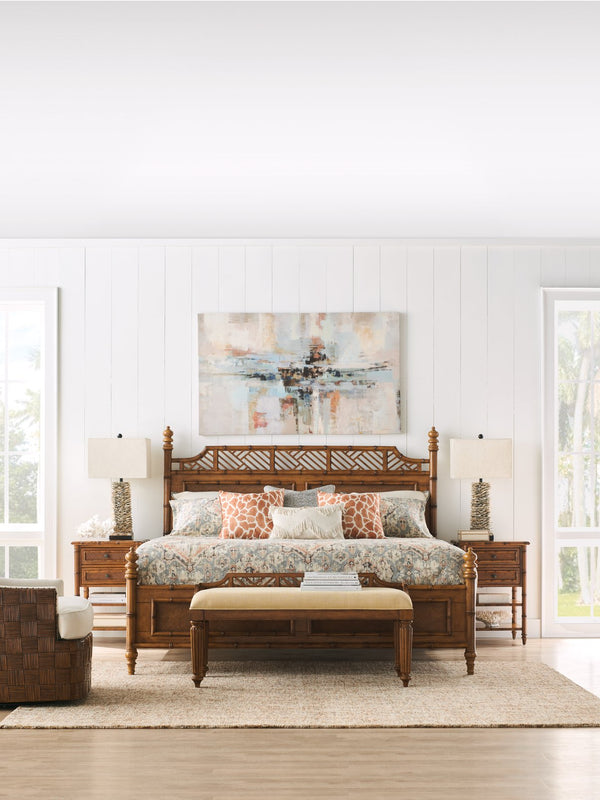 Lexington Tommy Bahama Home West Indies Bed - Embrace Tropical Elegance With Woven Rattan And Carved Bamboo Canopy Design Plantation  531-165c