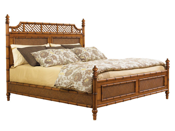 Lexington Tommy Bahama Home West Indies Bed - Embrace Tropical Elegance With Woven Rattan And Carved Bamboo Canopy Design Plantation  531-165c