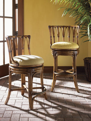 Lexington Tommy Bahama Home South Beach Swivel Stool - Elegant Caribbean Design With Woven Abaca & Luxurious Rattan Accents Plantation  531-815-01
