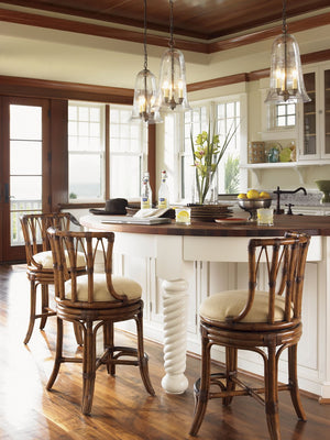 Lexington Tommy Bahama Home South Beach Swivel Stool - Elegant Caribbean Design With Woven Abaca & Luxurious Rattan Accents Plantation  531-815-01