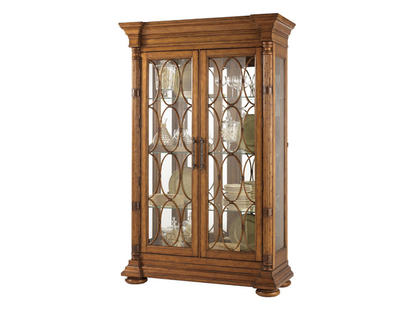 Lexington Tommy Bahama Home Mariana Display Cabinet – Elegant Island-inspired Design With Glass Shelves, Bamboo Fretwork & Lighting Plantation  531-864