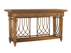 Lexington Tommy Bahama Home Nassau Sideboard - Elegant Caribbean Style With Woven Abaca, Two Felt-lined Drawers & Display Shelf Plantation  531-869
