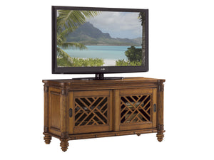 Lexington Tommy Bahama Home Grand Island Estate Media Console - Elegant Caribbean Design With Adjustable Shelves & Lattice Doors Plantation  531-907