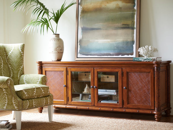 Lexington Tommy Bahama Home Blake Island Media Console - Sophisticated Caribbean Design With Adjustable Shelves And Ventilation Plantation  531-908